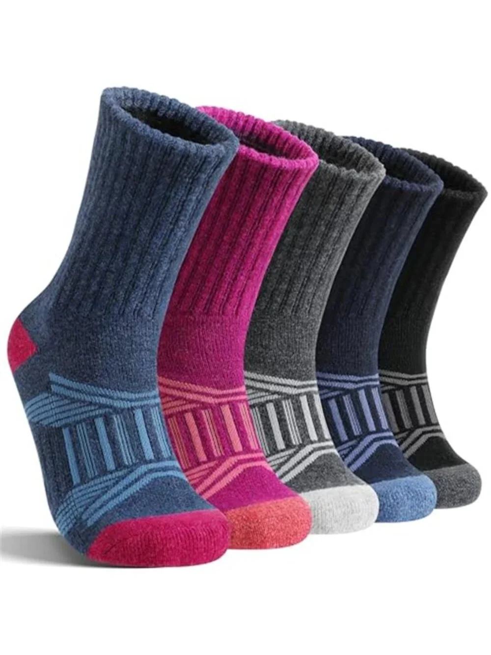 5 Pairs Women's Merino Wool Socks Thermal Warm Winter Boot Crew